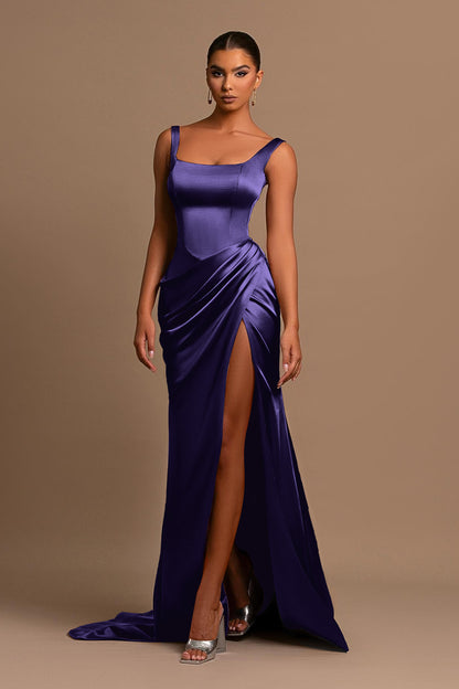 Dusty Rose Spaghetti-Straps Square Neck Mermaid Prom Dress Online