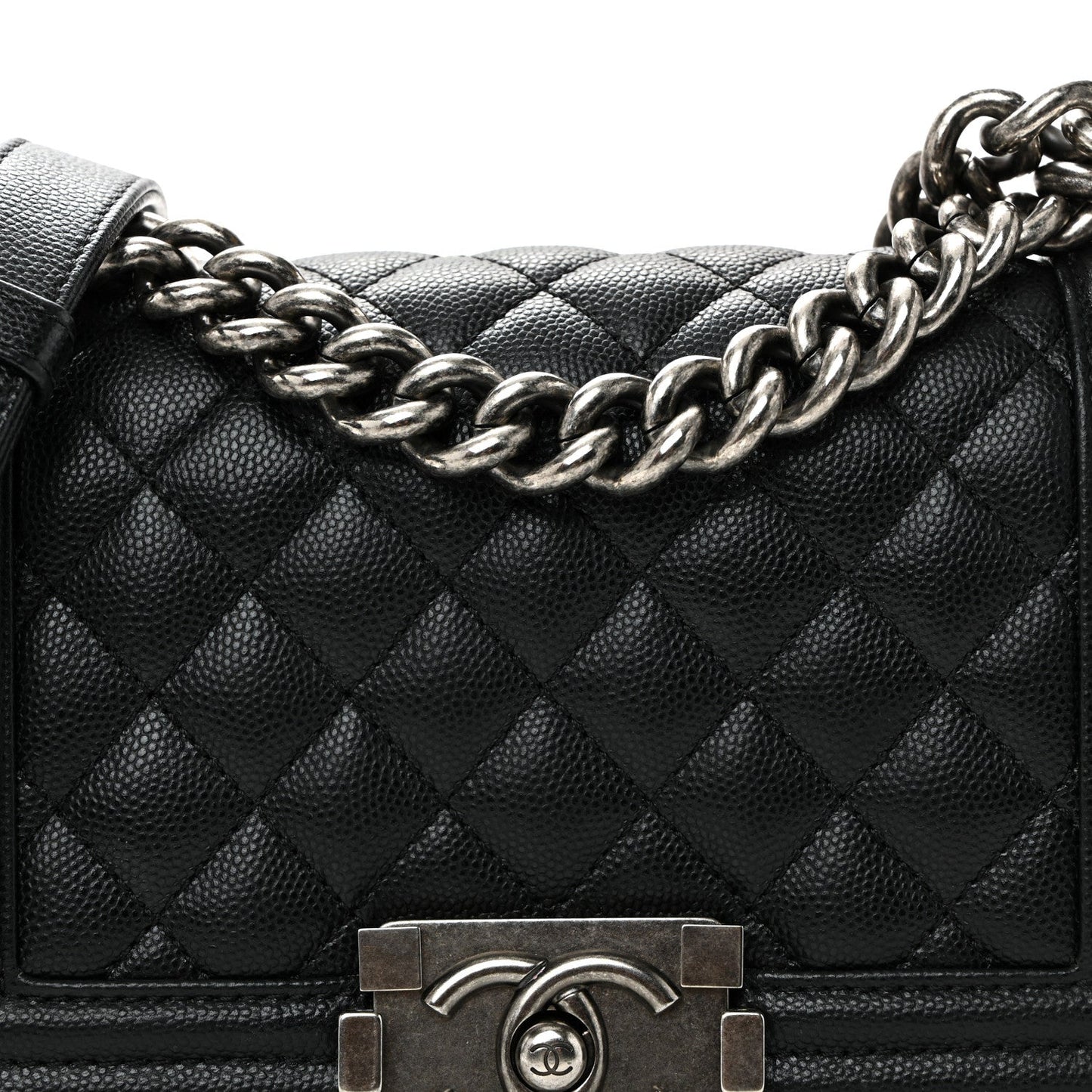 Caviar Quilted Small Boy Flap Black