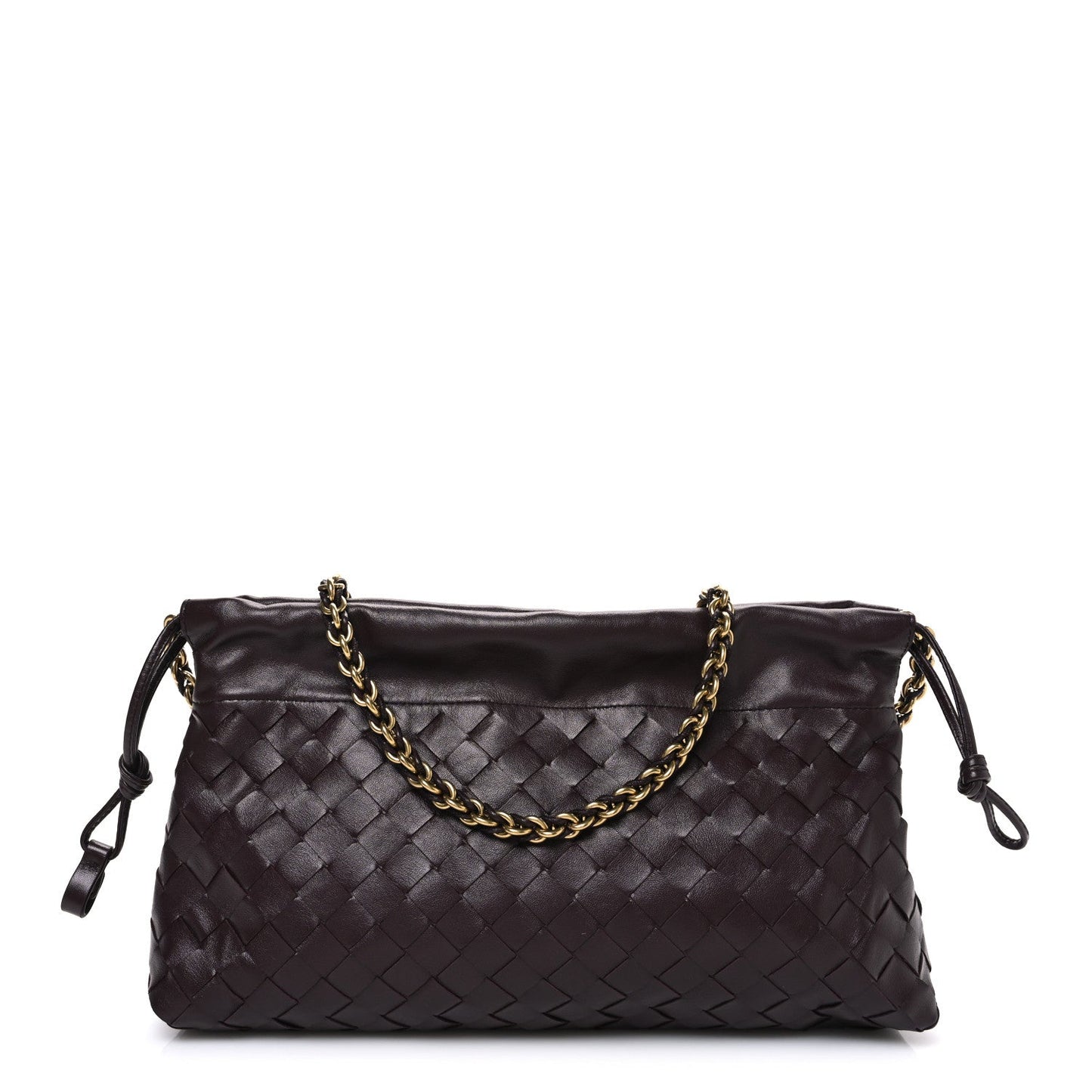 Nappa Intrecciato Dustbag Notte Shoulder Bag Dark Barolo Brass