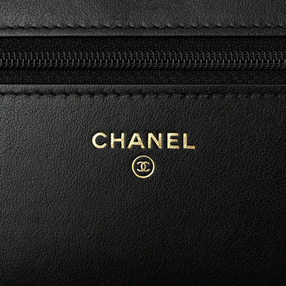 Caviar Quilted Pocket Clutch With Chain WOC Black