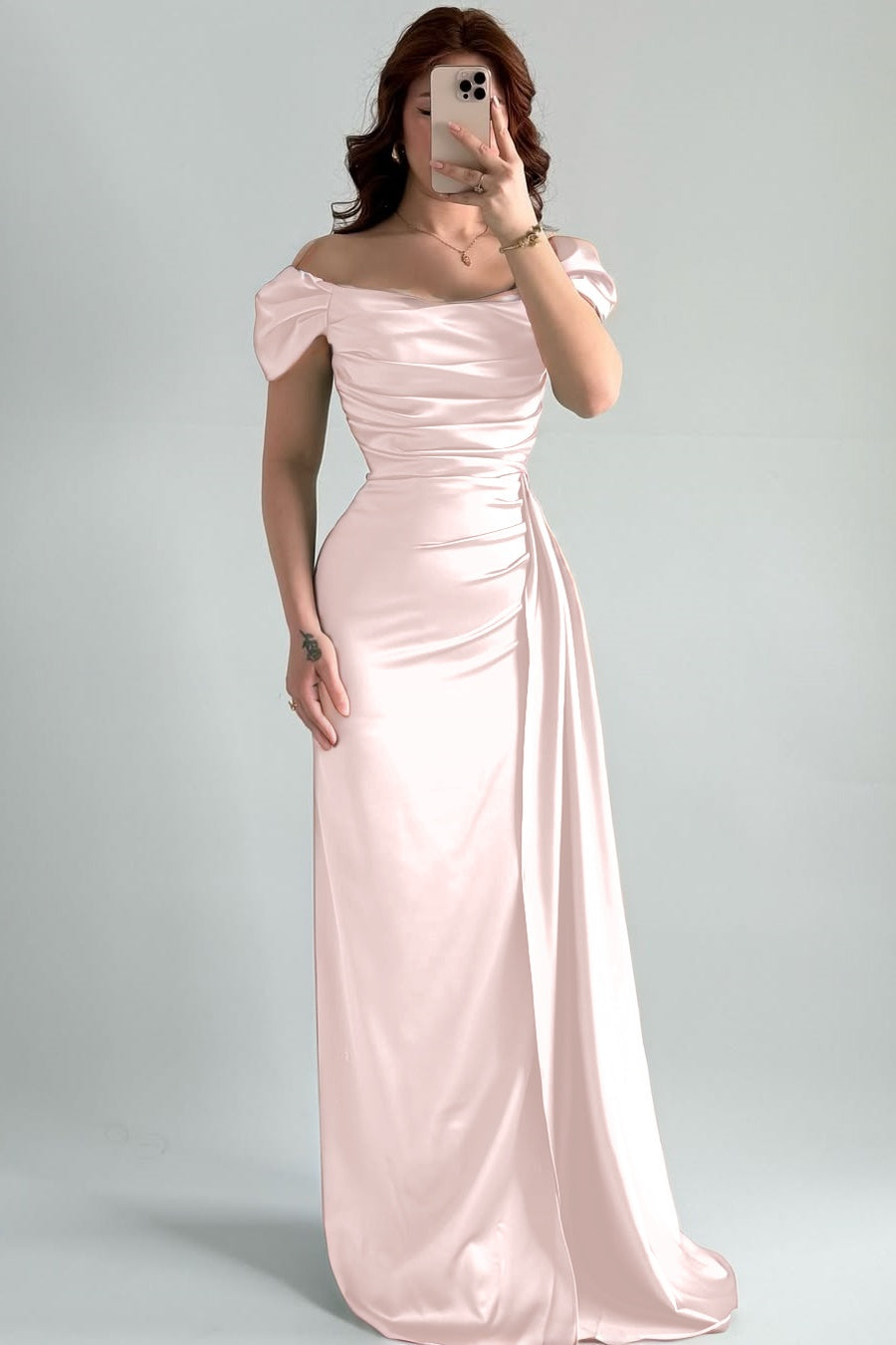 Sleeveless Strapless Off-Shoulders Pleated Prom Dress With Split
