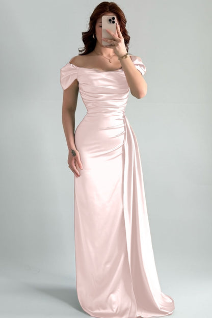 Sleeveless Strapless Off-Shoulders Pleated Prom Dress With Split