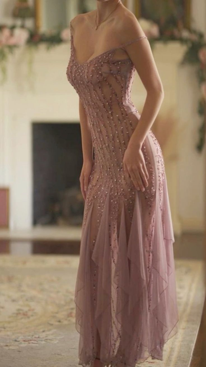 Luxurious Chiffon Beaded Mermaid Long Evening Dress Prom Gown  SP1334
