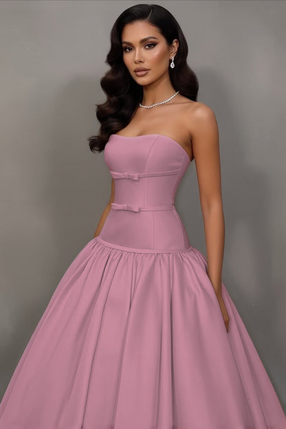 Stunning Sleeveless Strapless A Line Prom Dress With Bowknot