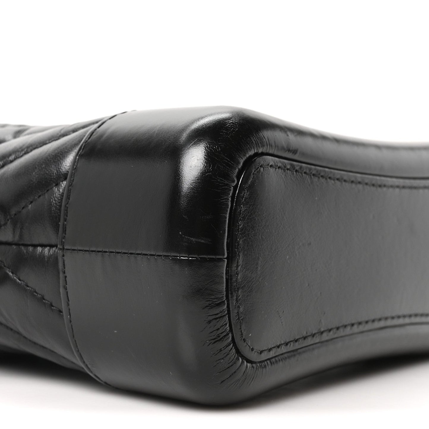 Aged Calfskin Chevron Quilted Small Gabrielle Hobo Black