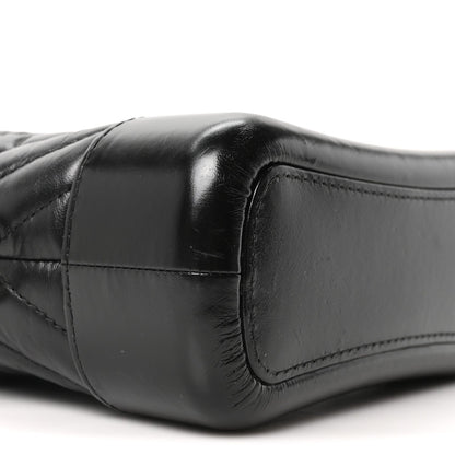Aged Calfskin Chevron Quilted Small Gabrielle Hobo Black