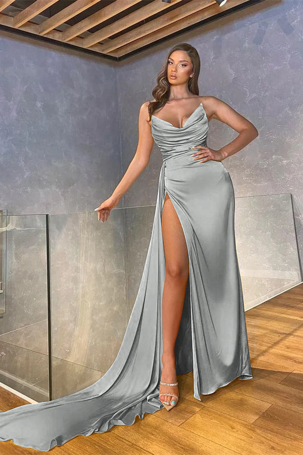 Mermaid Long Pleated Slit Prom Dress