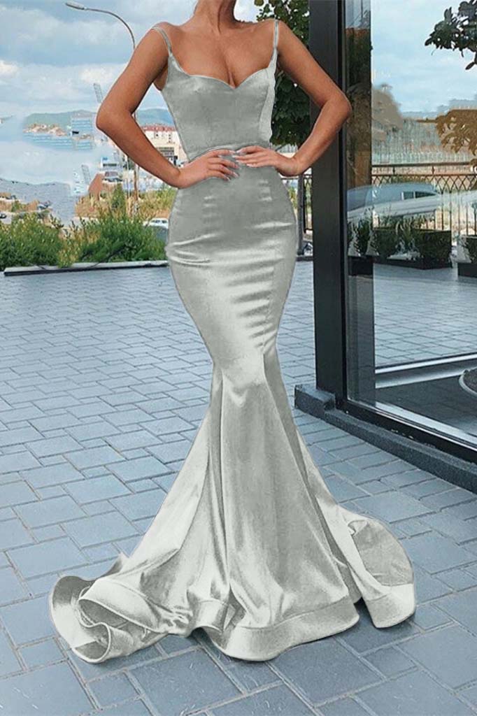 Black Spaghetti-Straps Mermaid Prom Dress