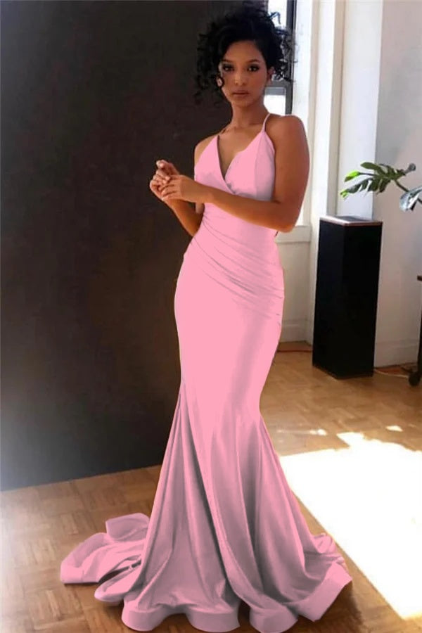 Spaghetti-Straps Mermaid Long Evening Gown
