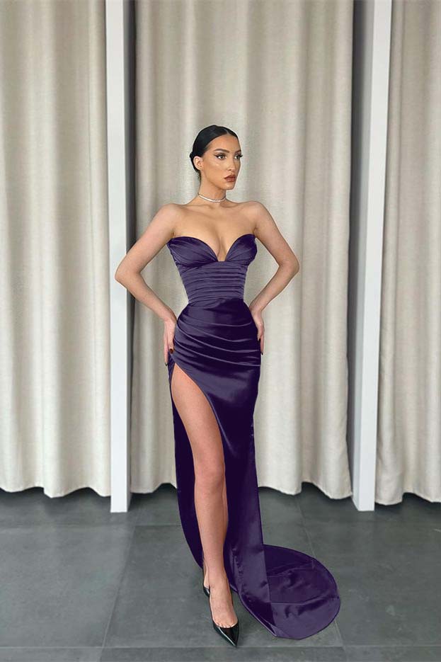 Mermaid Dark Green Sweetheart Prom Dress Slit