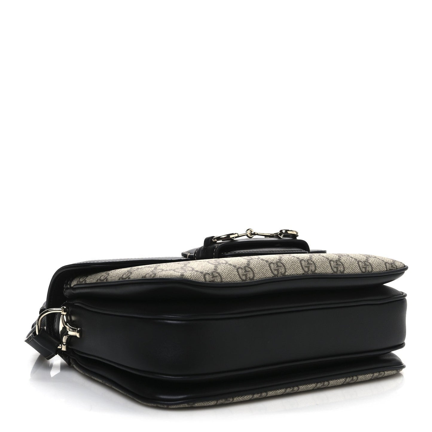 GG Supreme Monogram Horsebit 1955 Soft Small Shoulder Bag Beige Black