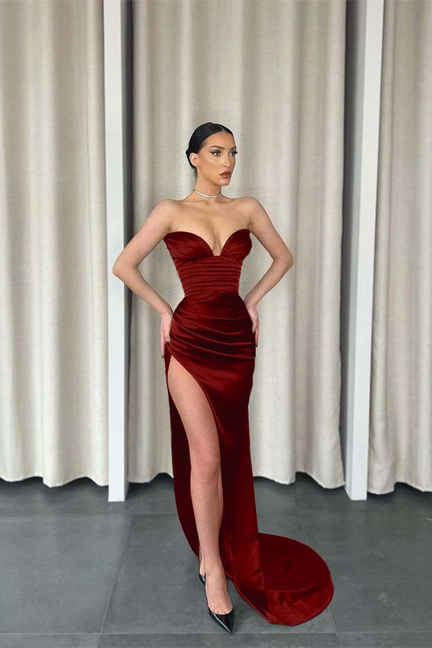 Mermaid Dark Green Sweetheart Prom Dress Slit