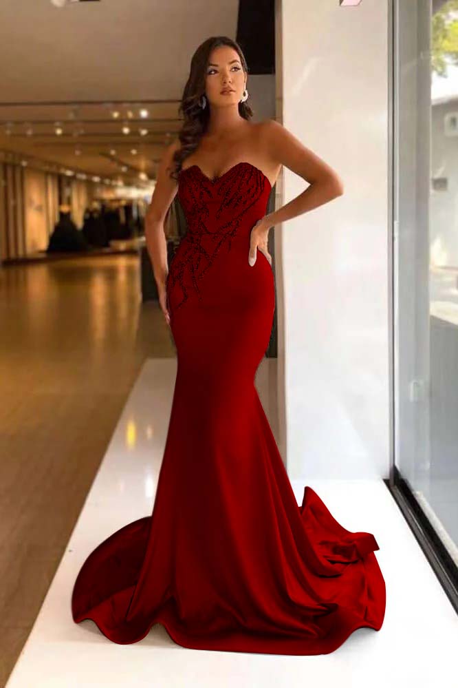 Pretty Long Prom Dress Mermaid Sweetheart With Beads