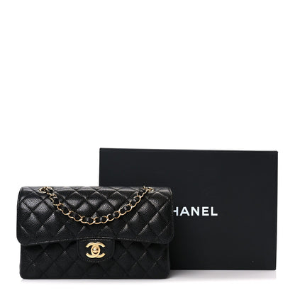 Caviar Quilted Small Double Flap Black