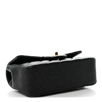 Caviar Quilted Mini Top Handle Rectangular Flap Black