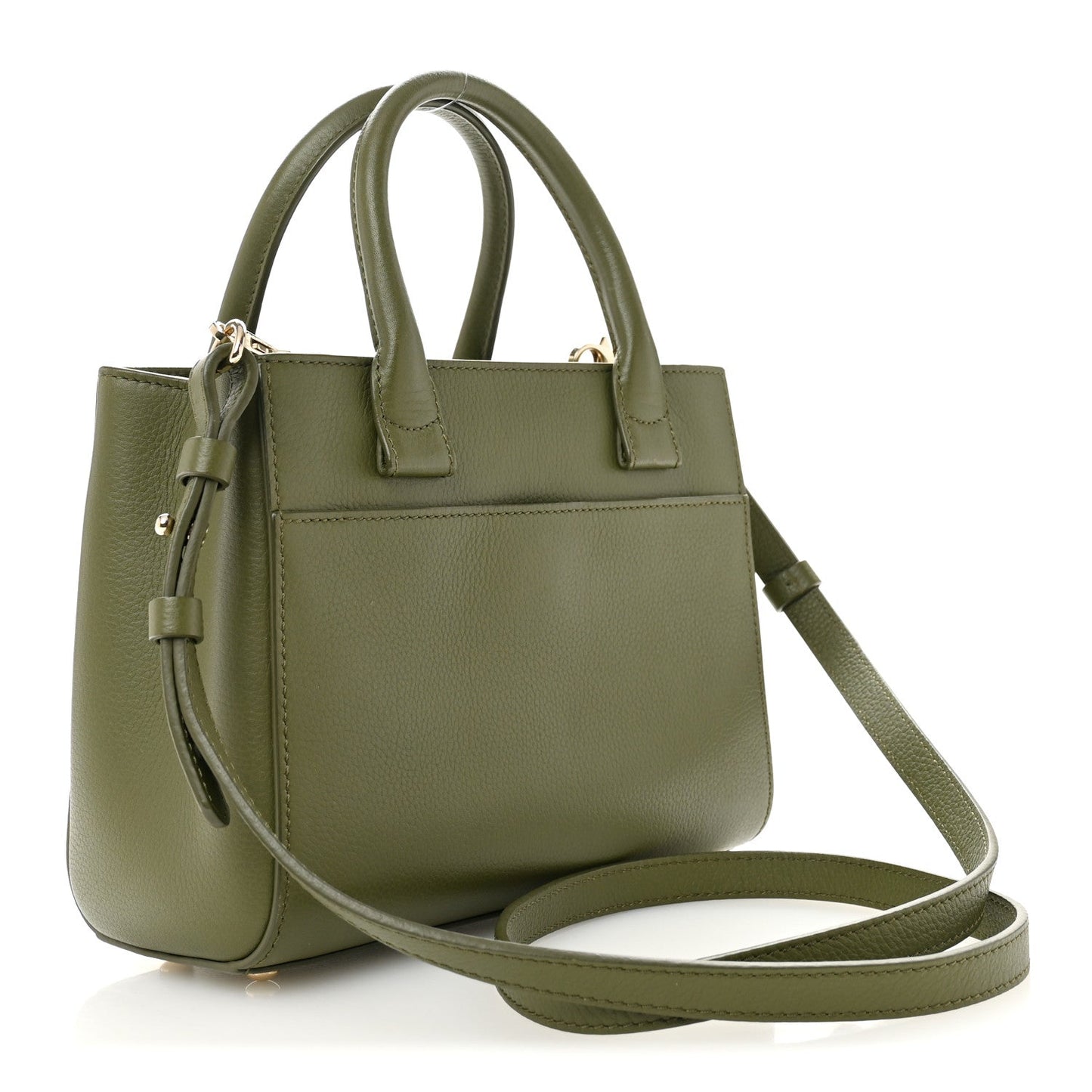 Grained Calfskin Mini Neo Executive Shopper Tote Khaki