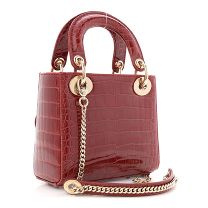 Alligator Mini Lady Dior Red