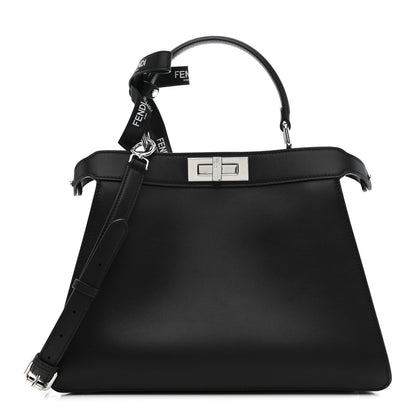 X MARC JACOBS Vitello Seta Shiny Nappa Medium Peekaboo I SEE U Satchel Black
