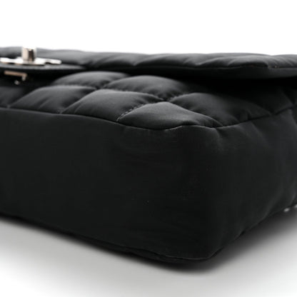 Nylon Square Quilted Flap Black