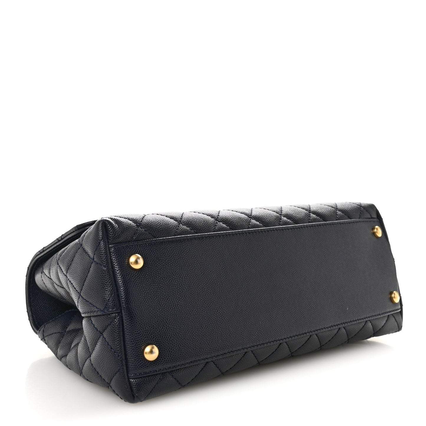 Caviar Quilted Small Coco Chain Handle Flap Navy Blue