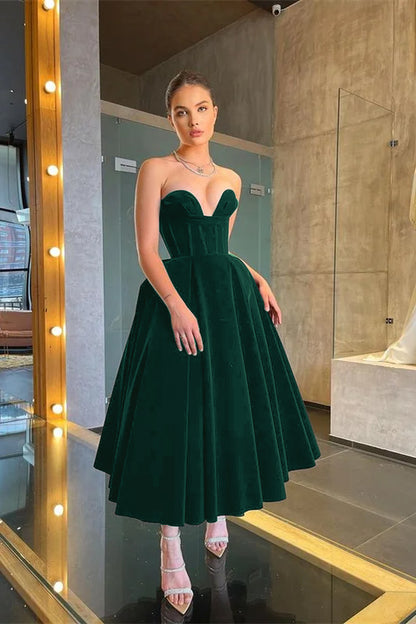 Long Black Little Black Dress Tea-Length Prom Dress
