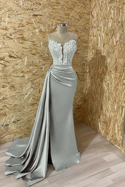 Sleeveless Mermaid Evening  Appliques Dress With Slit