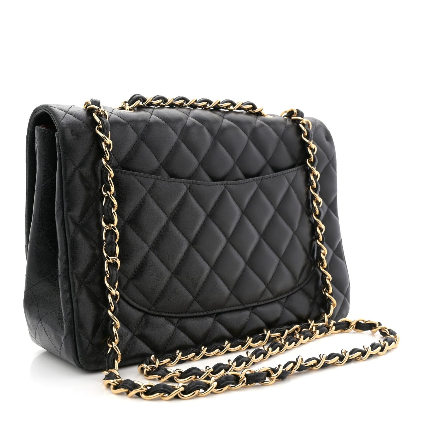 Lambskin Quilted Jumbo Single Flap Black
