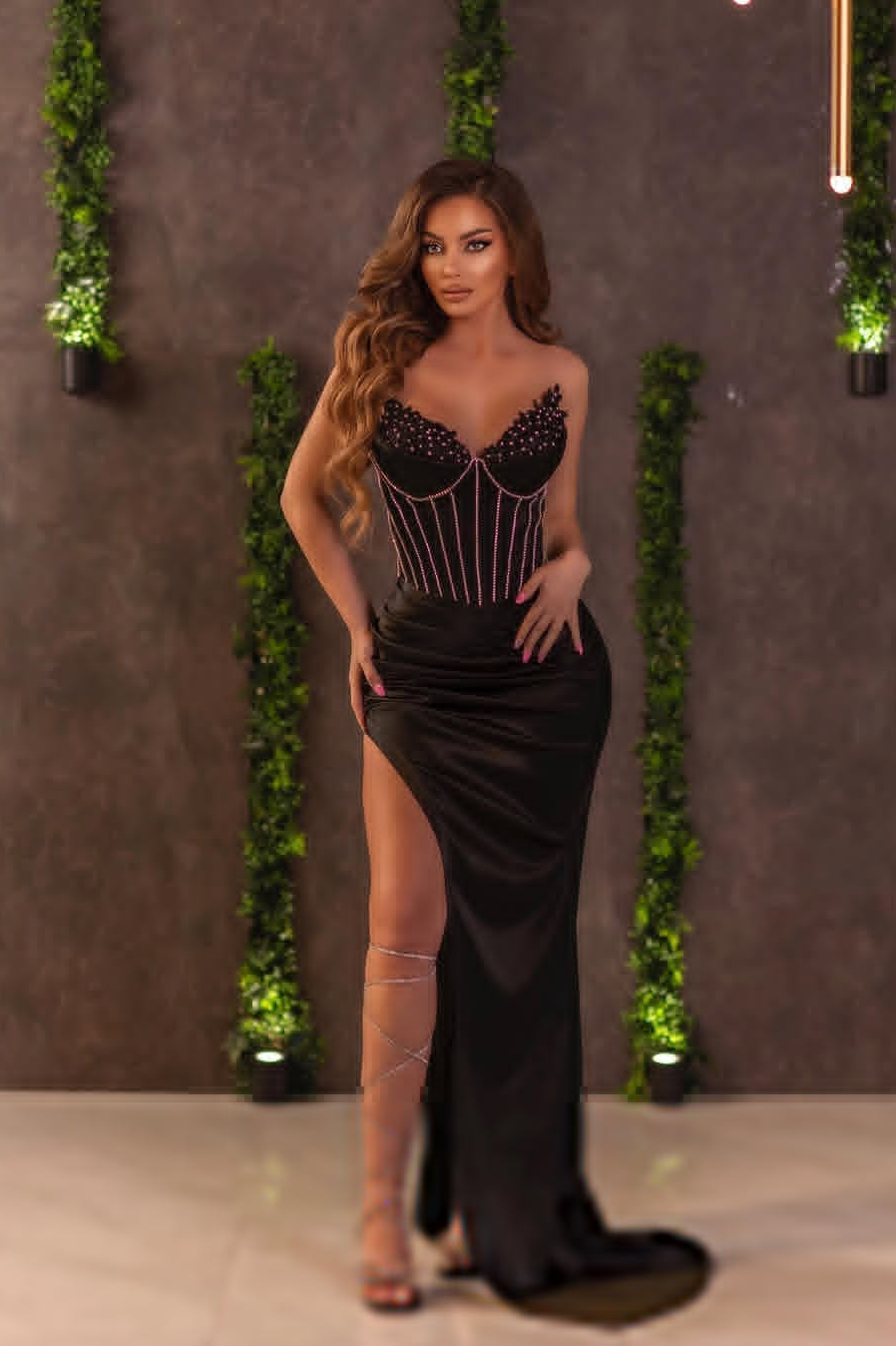Black Sleeveless Strapless Sweetheart Mermaid Pleated Beads Prom Dress
