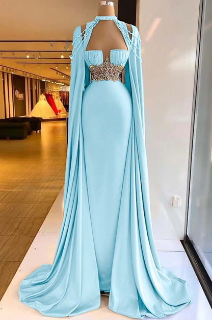 Elegant Straps Square Sage Green Mermaid Evening Dress With Beads