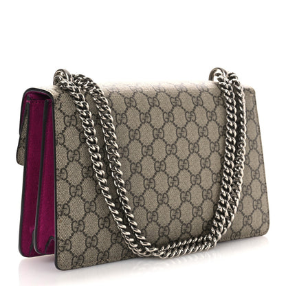 GG Supreme Monogram Suede Crystal Small Dionysus Shoulder Bag Beige Ebony Bright Purple