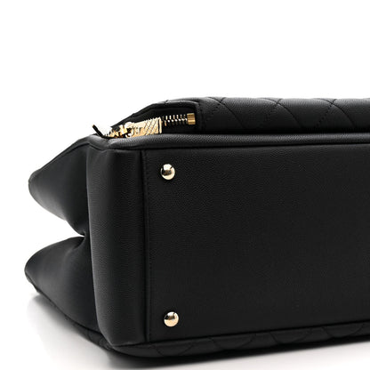 Caviar Quilted Large Business Affinity Shopping Bag Black