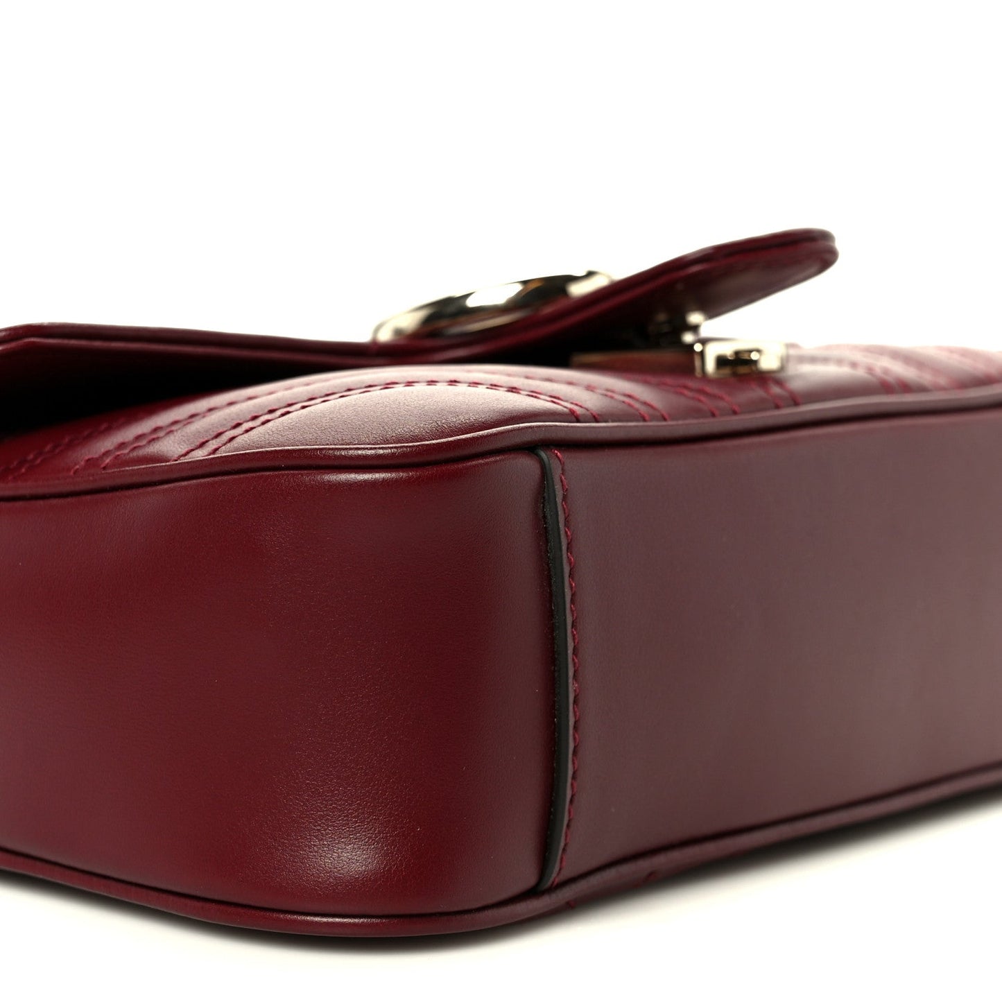 Lambskin Matelasse Small GG Marmont Shoulder Bag Rosso Ancora