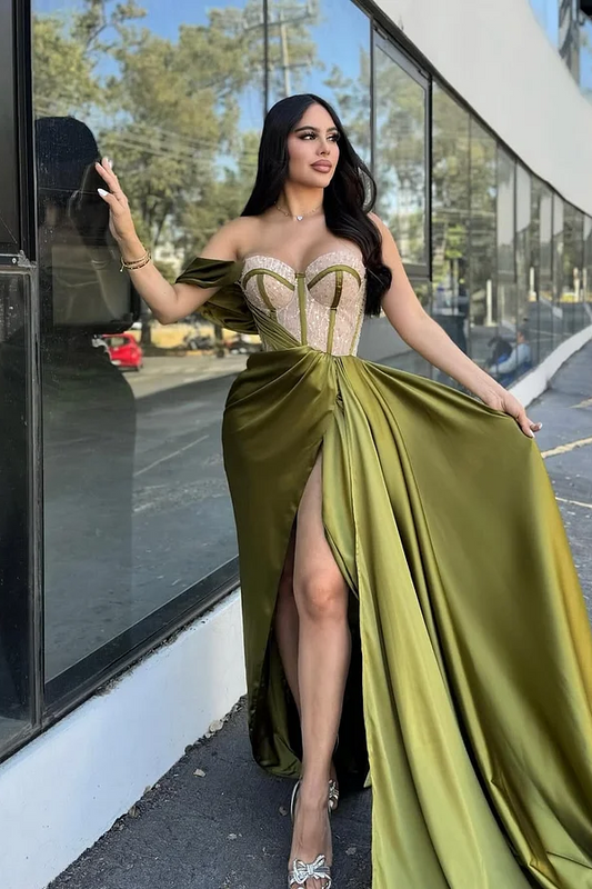 Sleeveless Strapless One-Shoulders Mermaid Beads Prom Dress