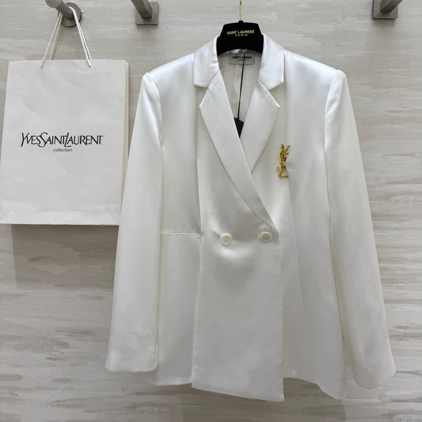 YSL 25 Suit Jacket White Triacetate