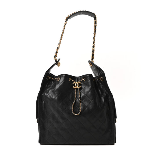 Caviar Quilted Medium Chanel 25 Handbag Black