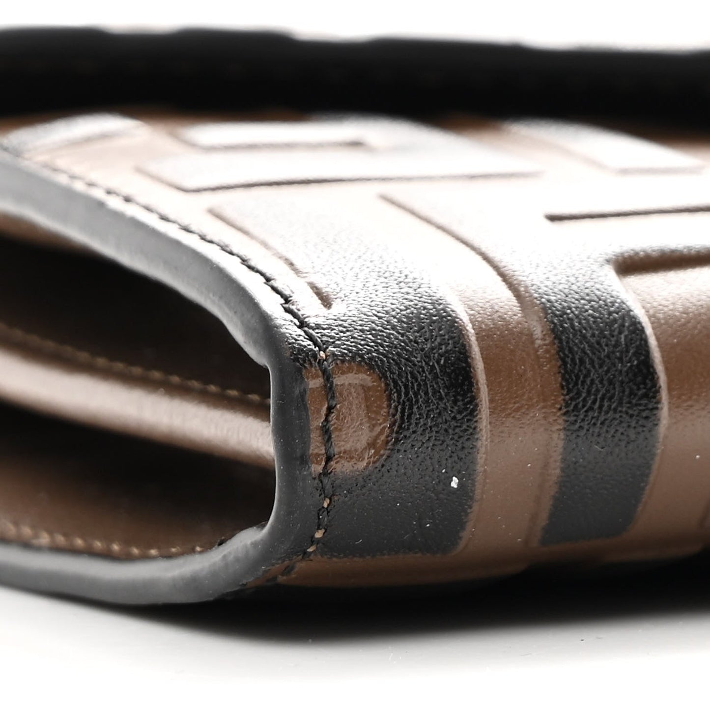 Vitello Soft F is Fendi Bi-Color FF 1974 Embossed Continental Envelope Wallet On Chain Maya Black