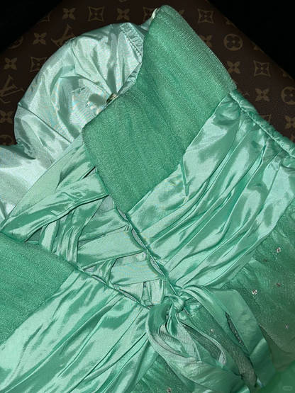 Green A Line Sweetheart Neck Rhinestone Tulle Long Prom Dress Evening Dress SH3176