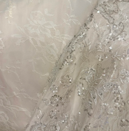 Pretty Strapless White Lace Sequin Beaded Mermaid Long Evening Dress Formal Birthday Birthday Prom Dress Party Gown D2048
