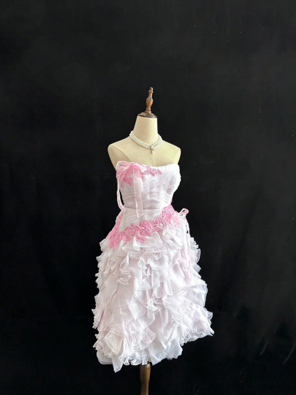 Chic Homecoming Dress Strapless Tulle Cascade Beading Prom Dress Back to School Outfits Party Dress  D6139