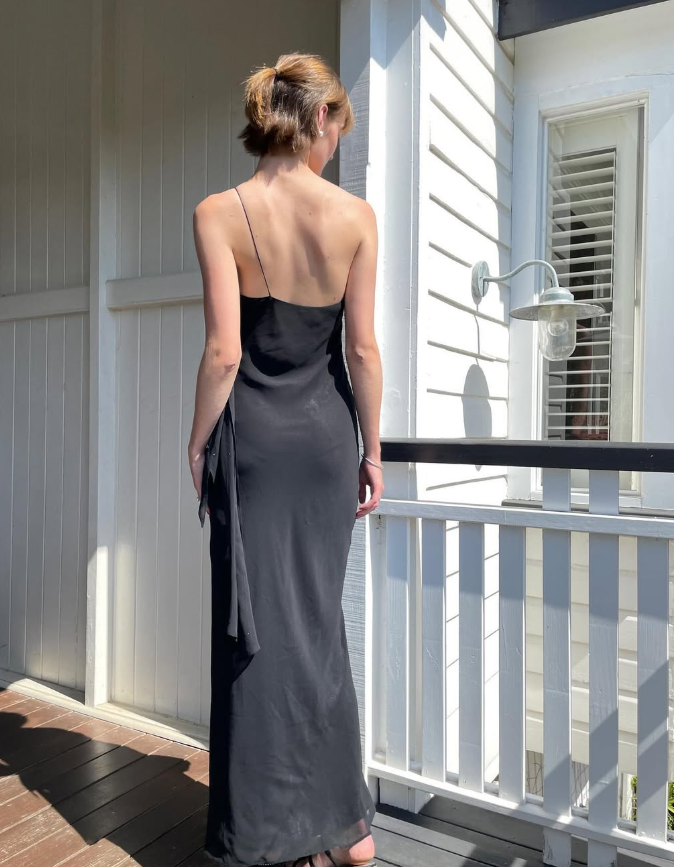Sexy Sheath Spaghetti Strap Beaded Black Chiffon   Long Prom Dress Prom Dress SH2650
