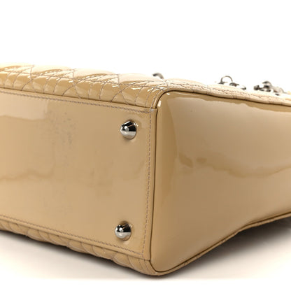 Patent Cannage Large Lady Dior Dark Beige