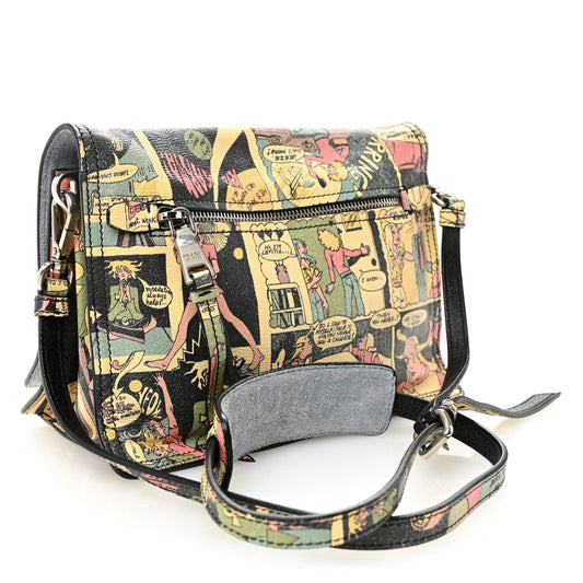 Glace Calfskin Vintage Comics Etiquette Flap Lago Multicolor
