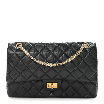 Aged Calfskin Quilted 2.55 Reissue 226 Flap Black