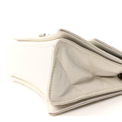 Crushed Calfskin Quilted Small Crush Chain Bag Optic White