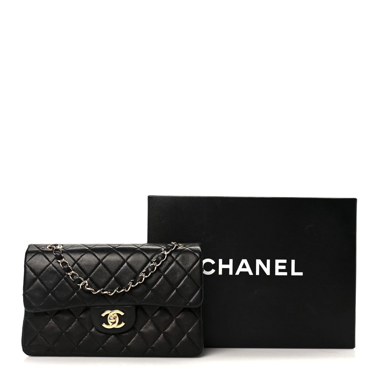 Lambskin Quilted Small Double Flap Black