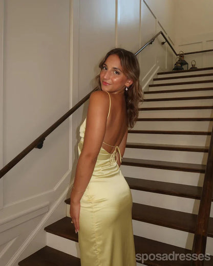 Sexy Yellow Mermaid Spaghetti Straps Long Party Prom Dresses Ideas,Evening Gowns       fg6983