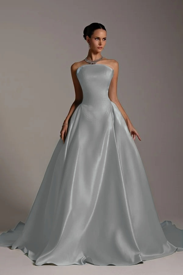 Sleeveless Strapless A-Line Elegant Prom Dress
