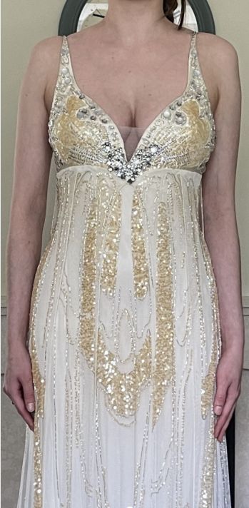 Ivory Exquisite A Line Beaded Rhinestone Chiffon Prom Dress Formal Dress Party Dress SH4024