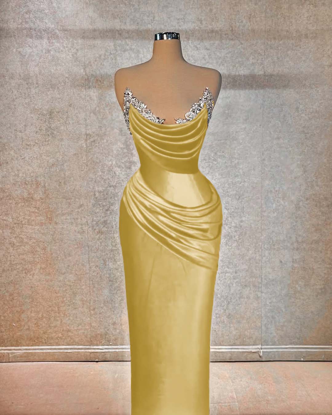 Red Sleeveless Strapless Mermaid Pleated Beads Prom Dress