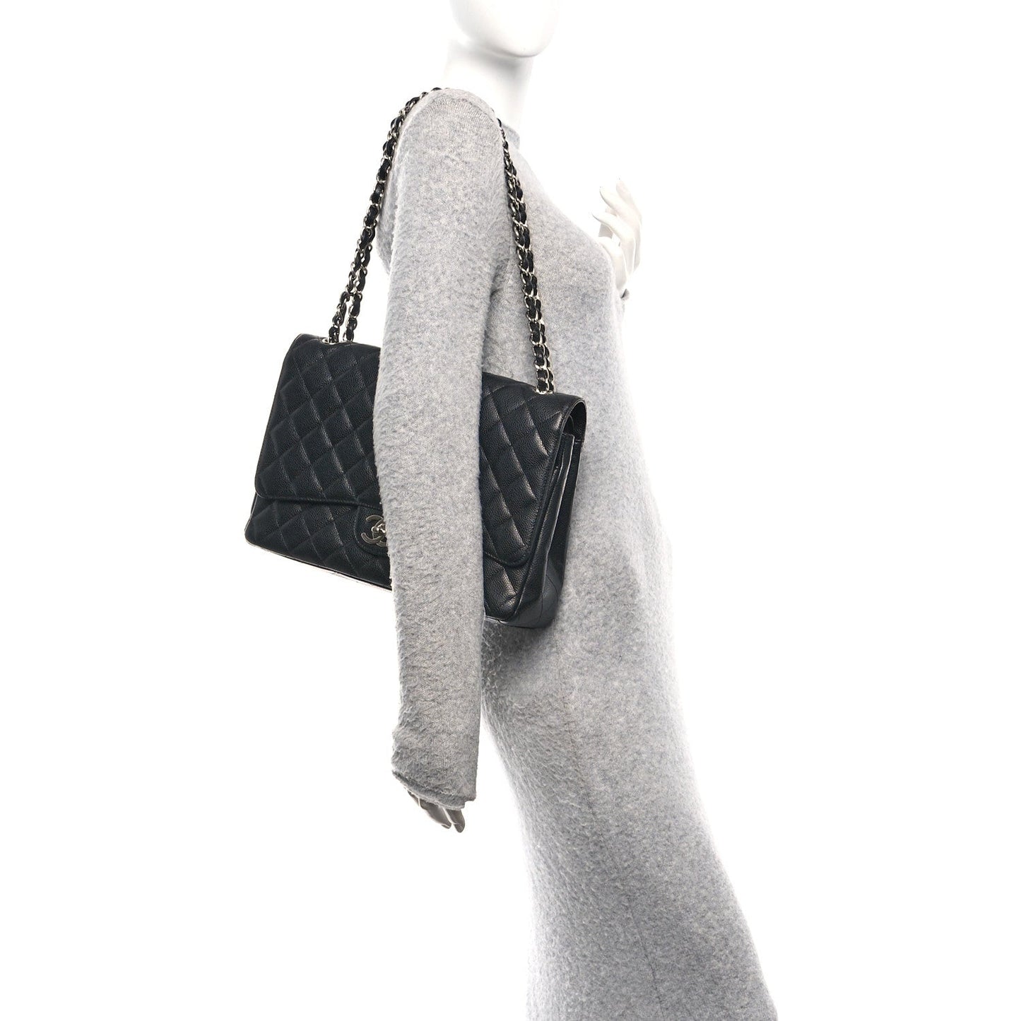 Caviar Quilted Maxi Double Flap Black
